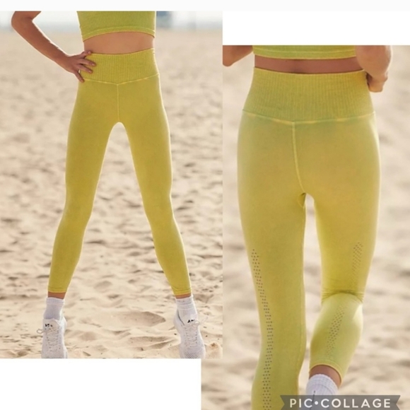 New free people good karma high waist leggings size M/L in yellow 💛 - Picture 2 of 12